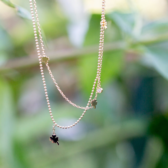 ZAG  Bijoux Dubbele ketting met klavers