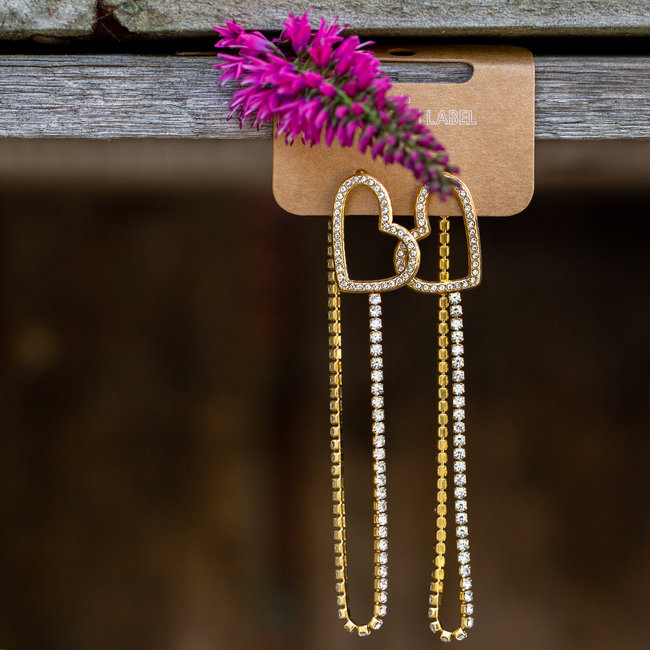 Strass hart lange oorbellen