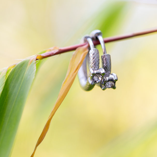 Zilver creolen met strass steentje