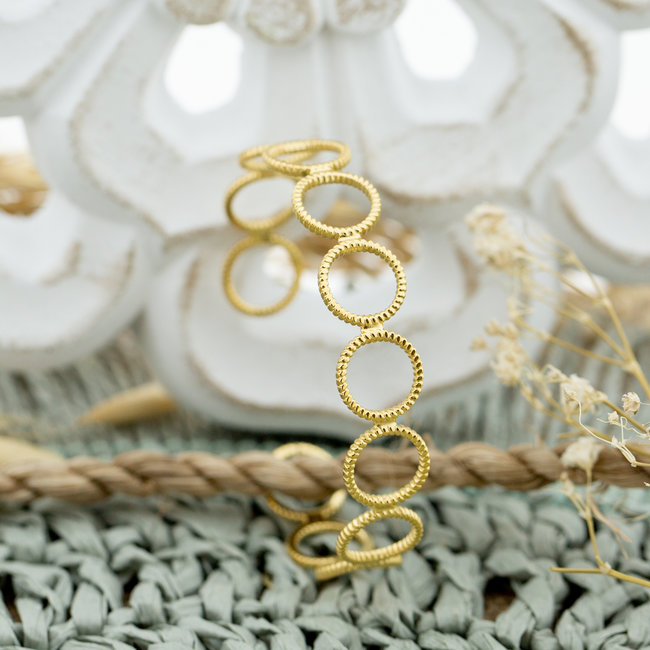 Ikita  Goud armbanden stainless steel zwarte stenen