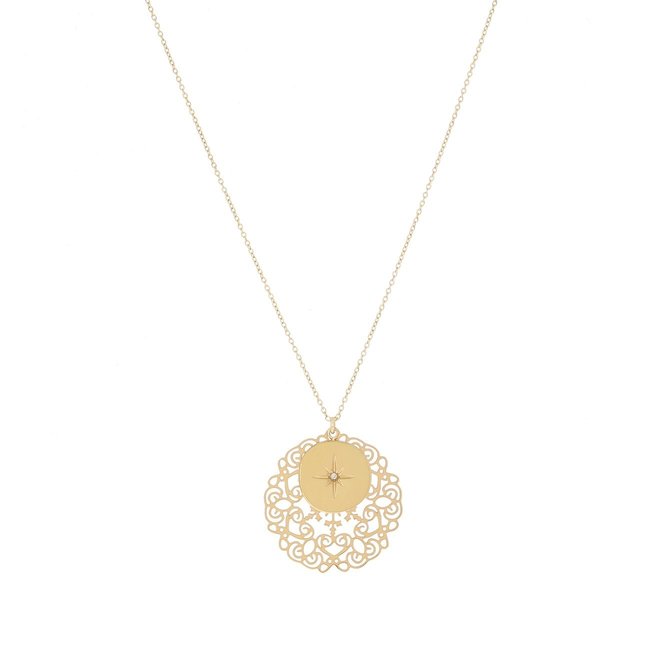 Goud ketting met bloem en ster
