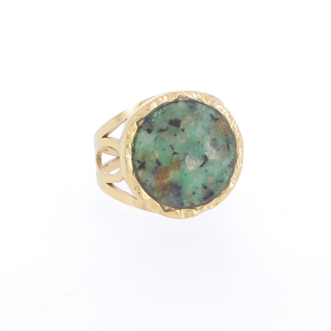 Ikita  Goud opengewerkte ring met afrikaanse turquoise steen
