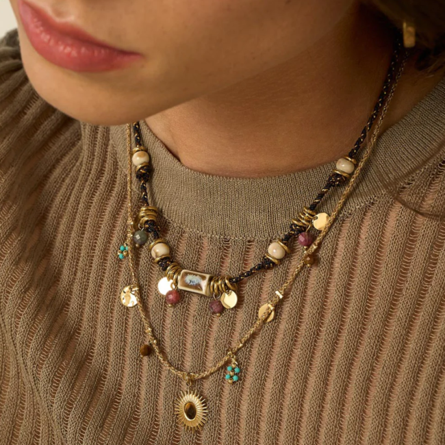 Goud boho ketting met kralen
