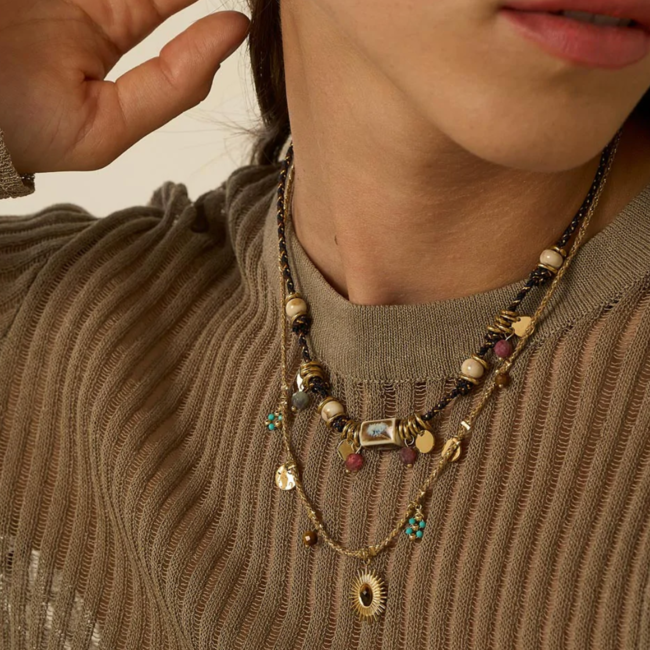 Goud boho ketting met kralen