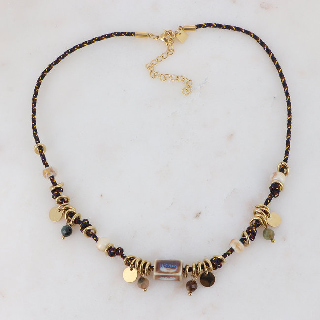 Goud boho ketting met kralen