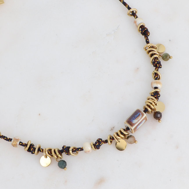 Goud boho ketting met kralen