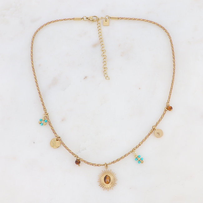 Goud boho ketting met kralen