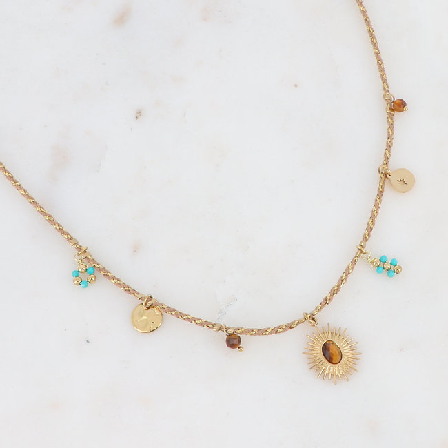 Goud boho ketting met kralen
