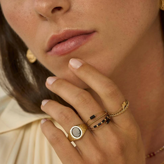 Bohm Paris Gouden ringen met zwarte steentjes