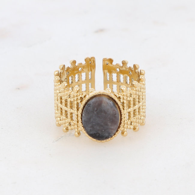 Gouden ringen met zwarte steentjes