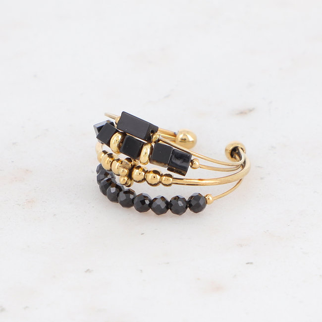 Bohm Paris Gouden ringen met zwarte steentjes