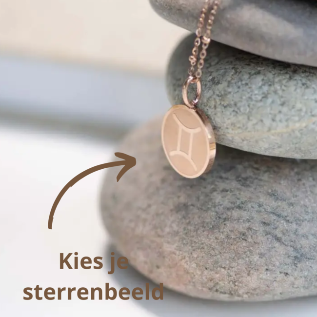 Complete ketting met sterrenbeeld hanger rosegoud