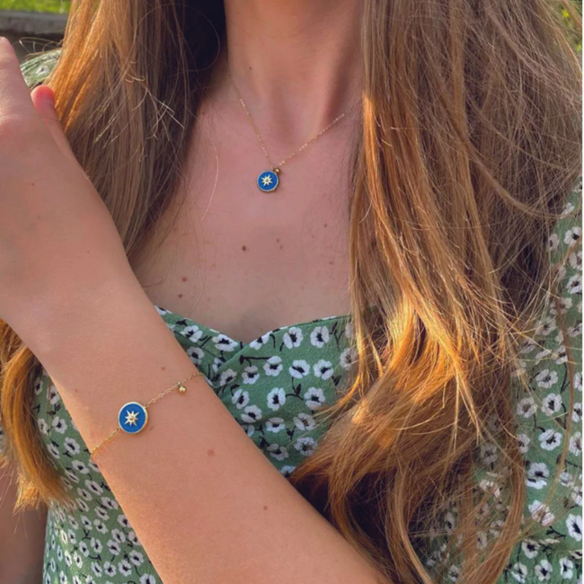 ZAG  Bijoux Ketting en armband met blauwe bedel