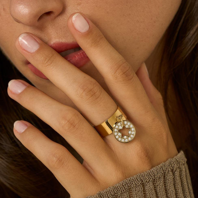 Bohm Paris Gouden ring met strass open ster