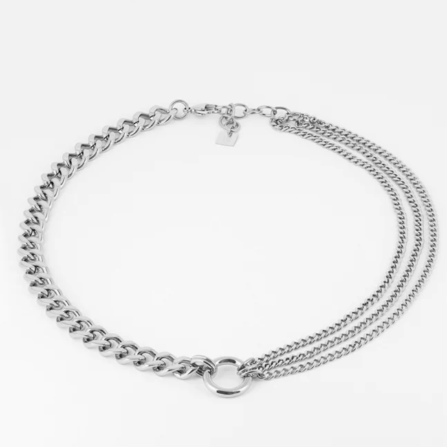 ZAG  Bijoux Zilver groffe schakelketting van staal