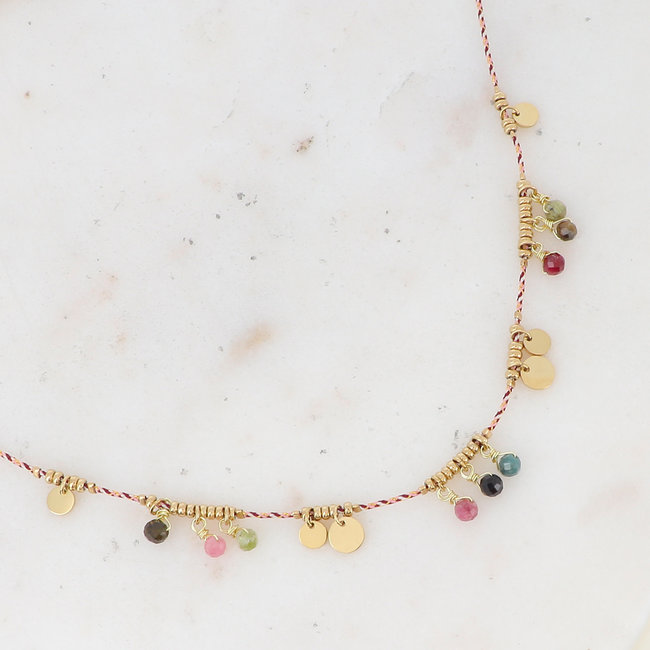 Toermalijn of amethyst stainless steel goud ketting