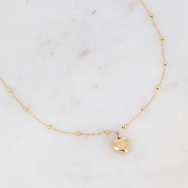 Bohm Paris Goud ketting met hart of tijgeroog