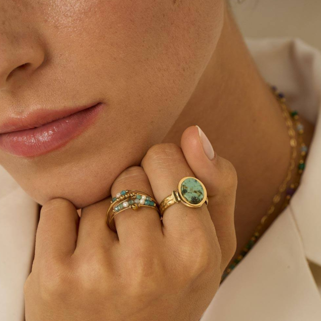 Bohm Paris Turquoise en apatiet ringen