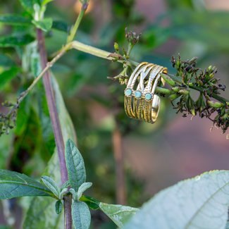 Bohm Paris Goud brede ring met steentjes