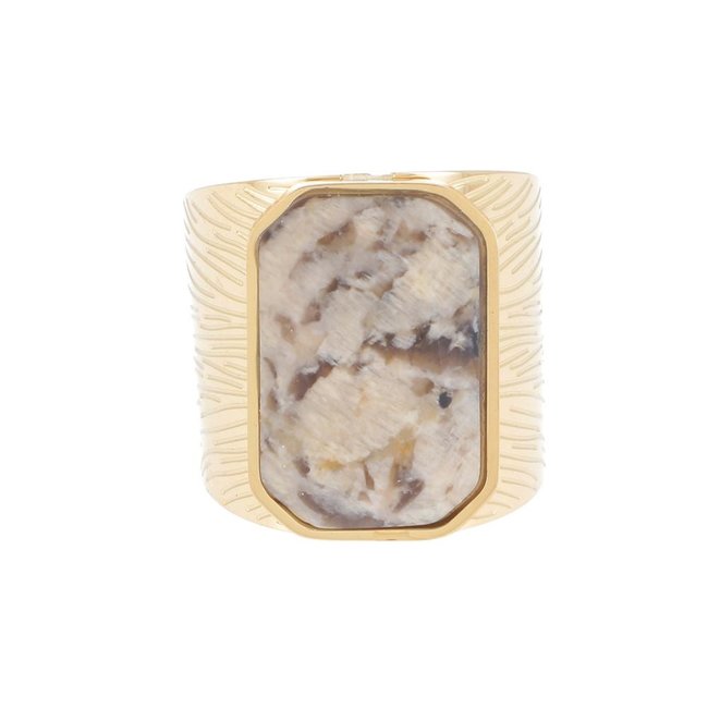 Bohm Paris Goud brede ring met jasper steen