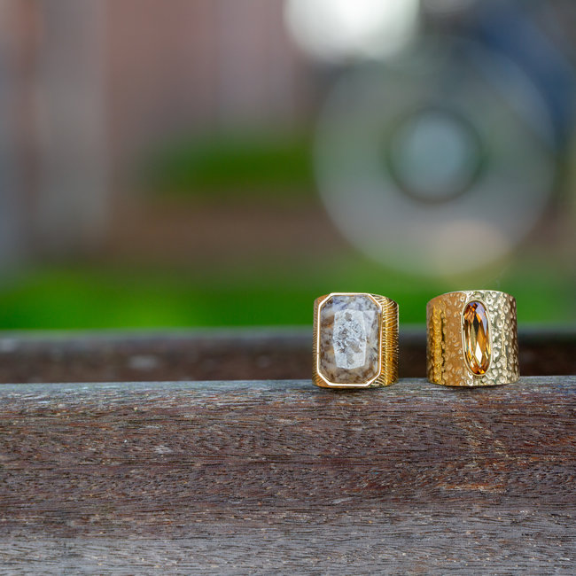 Bohm Paris Goud brede ring met jasper steen