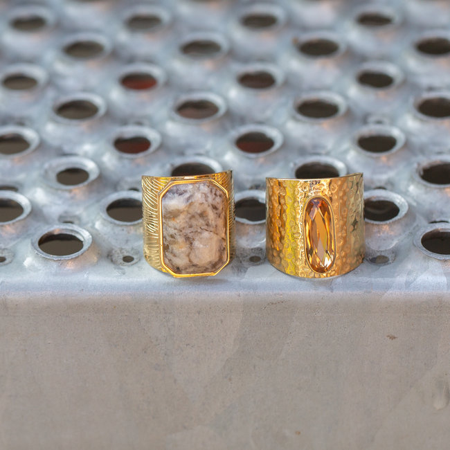 Bohm Paris Goud brede ring met jasper steen