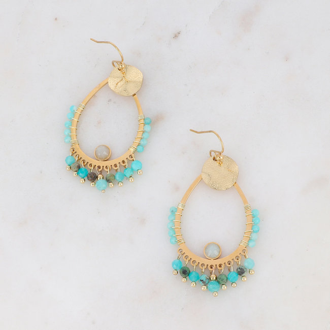 Bohm Paris Boho turquoise druppel oorbellen