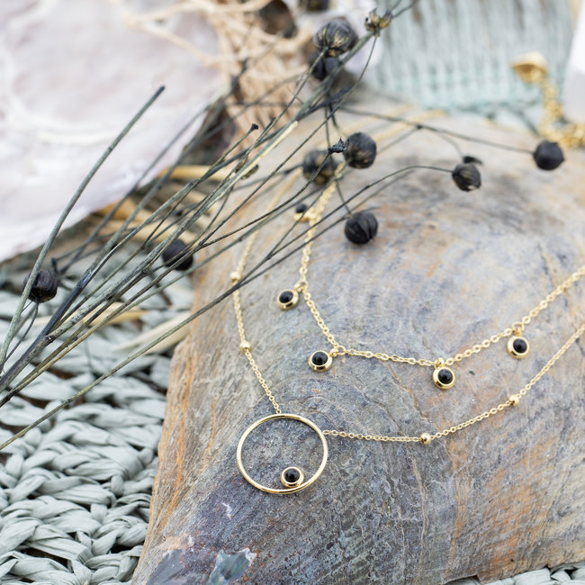 ZAG  Bijoux Gouden kettingen met zwarte stenen