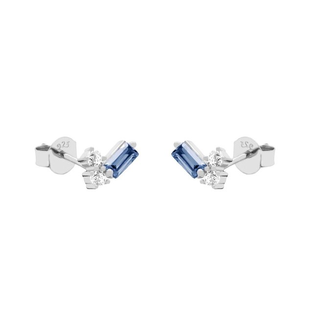 Zilver met blauwe oorbellen
