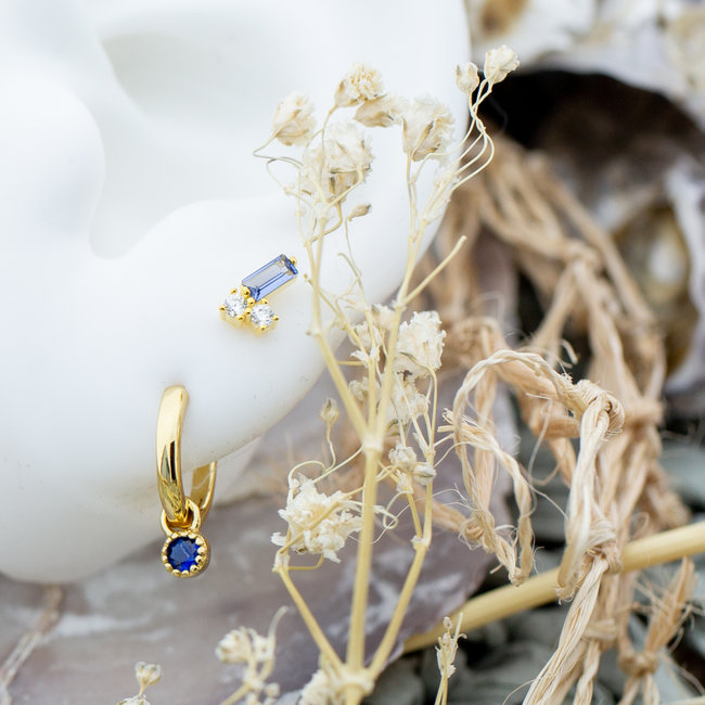 Goud met blauwe oorbellen