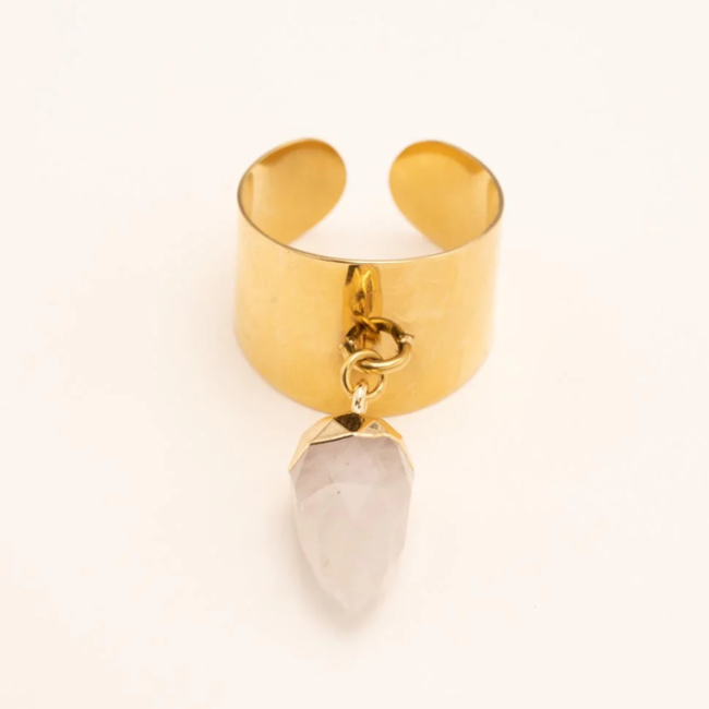 Bohm Paris Goud stalen Rozenkwarts ring