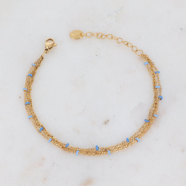 Driedubbele armband blauwe kralen