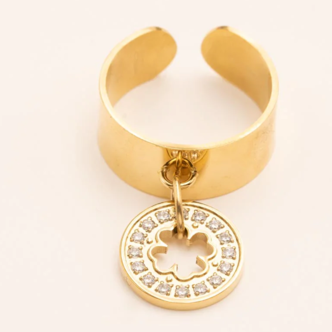 Bohm Paris Ring met glitter klaver