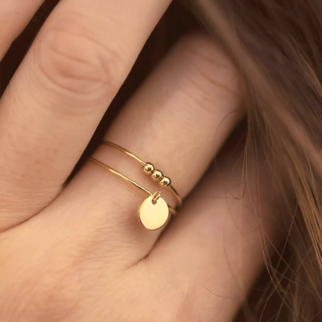 Gouden stainless steel ring met munt
