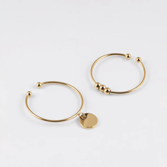 Gouden stainless steel ring met munt