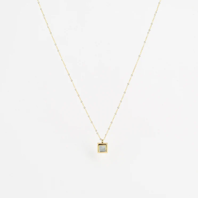 ZAG  Bijoux Goud ketting met vierkante parelmoer hanger