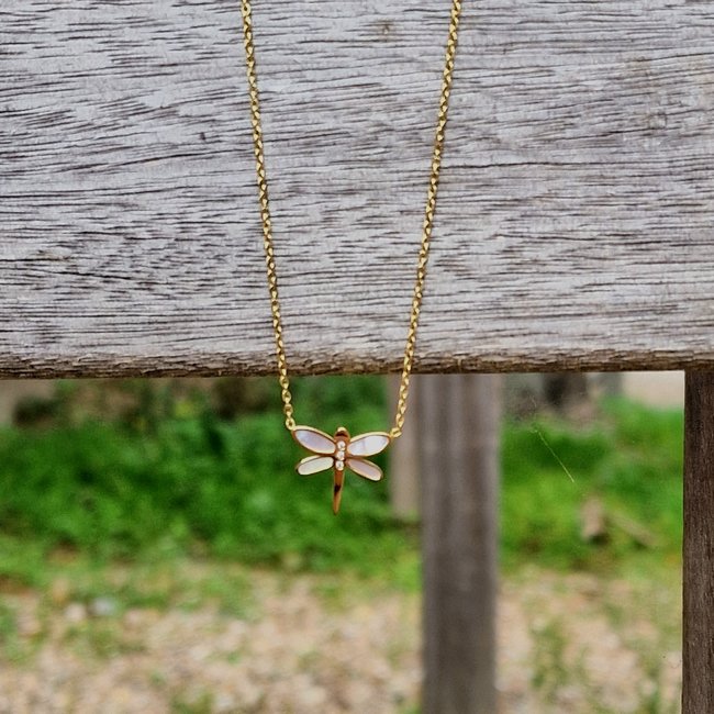 ZAG  Bijoux Goud stainless steel ketting met libelle