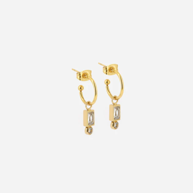 Goud oorbellen met crystal zirconia