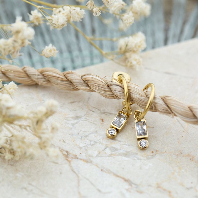 Goud oorbellen met crystal zirconia