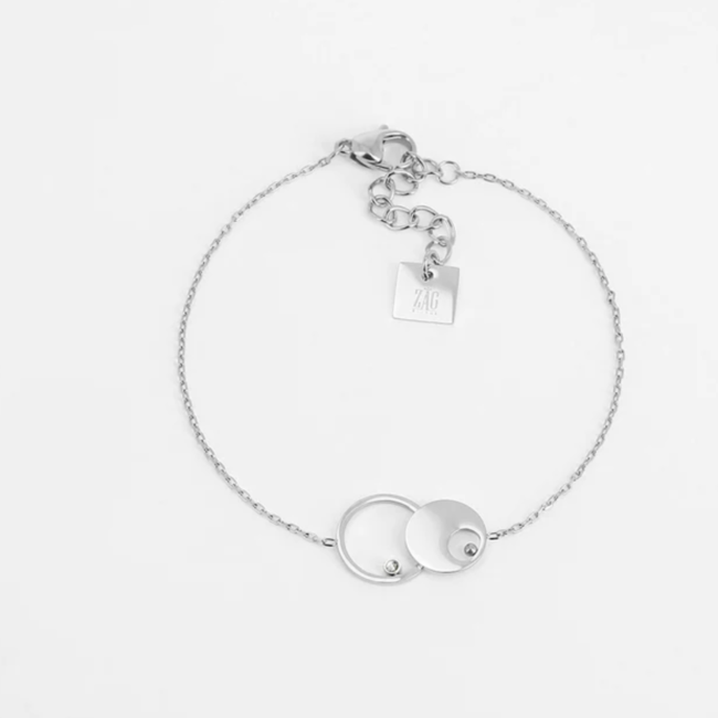 ZAG  Bijoux Zilver armband cirkels en zirconia