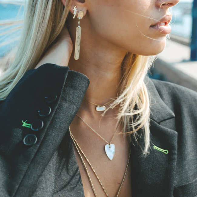 Stainless steel ketting met parelmoer hart