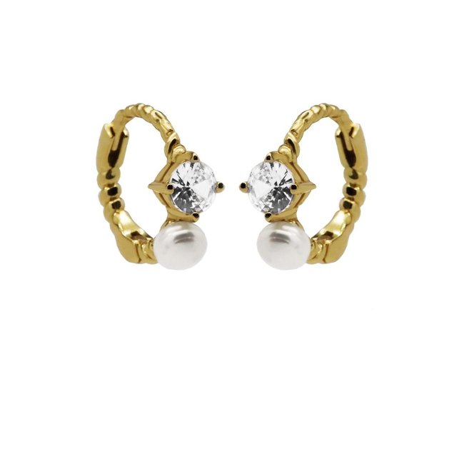 KARMA Goud parel creool oorringen