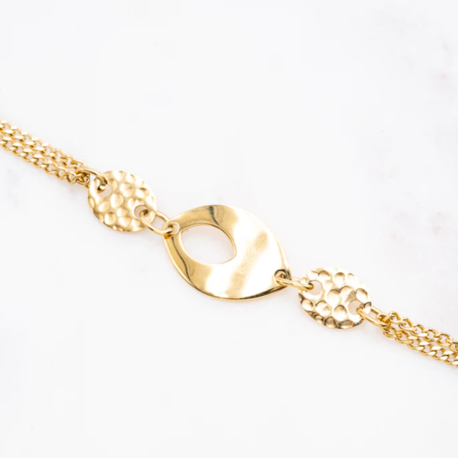 Ikita  Goud schijf armband