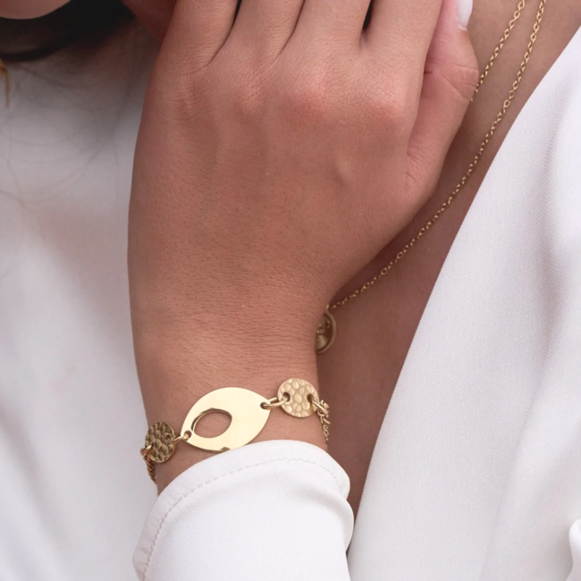 Goud schijf armband