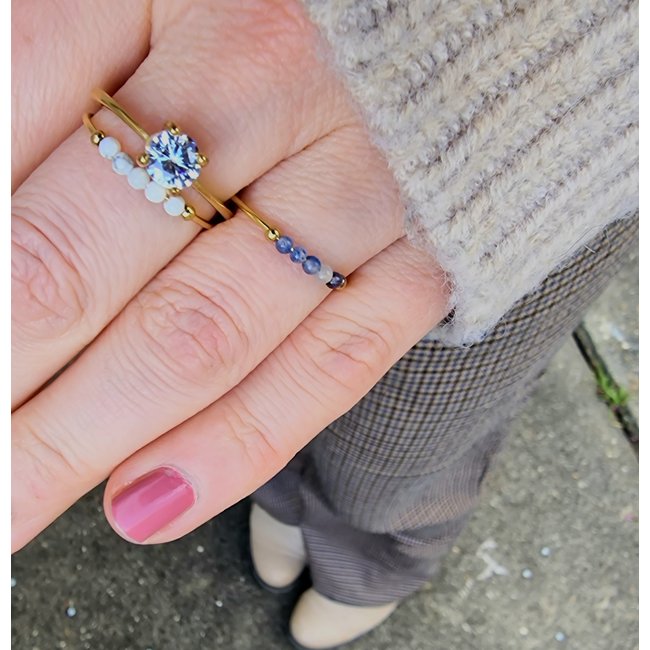 Goud stainless steel ring met swarovski steen