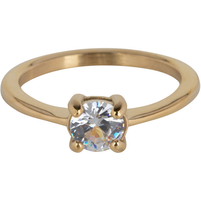 Charmins Goud stainless steel ring met swarovski steen