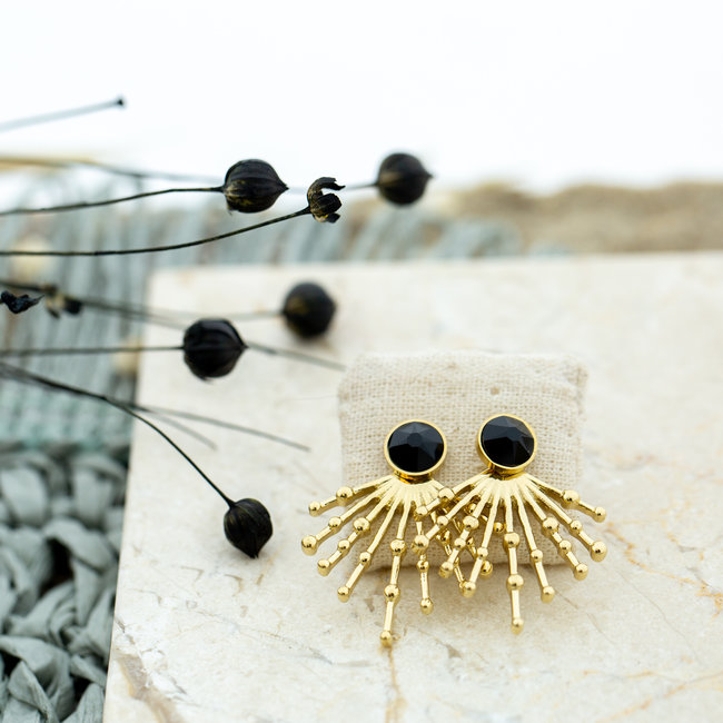 Bohm Paris Goud party oorbellen met stralen