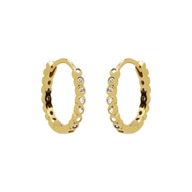 Goud zirconia ronde grote oorbellen