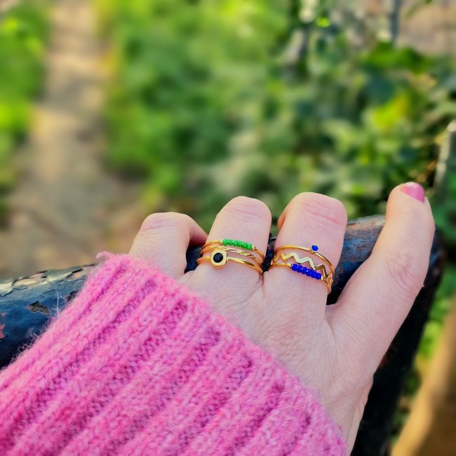 Charmins Goud stainless steel ring groen of blauw