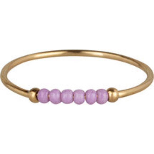 Charmins Goud stainless steel ring lila,roze of crystal steen
